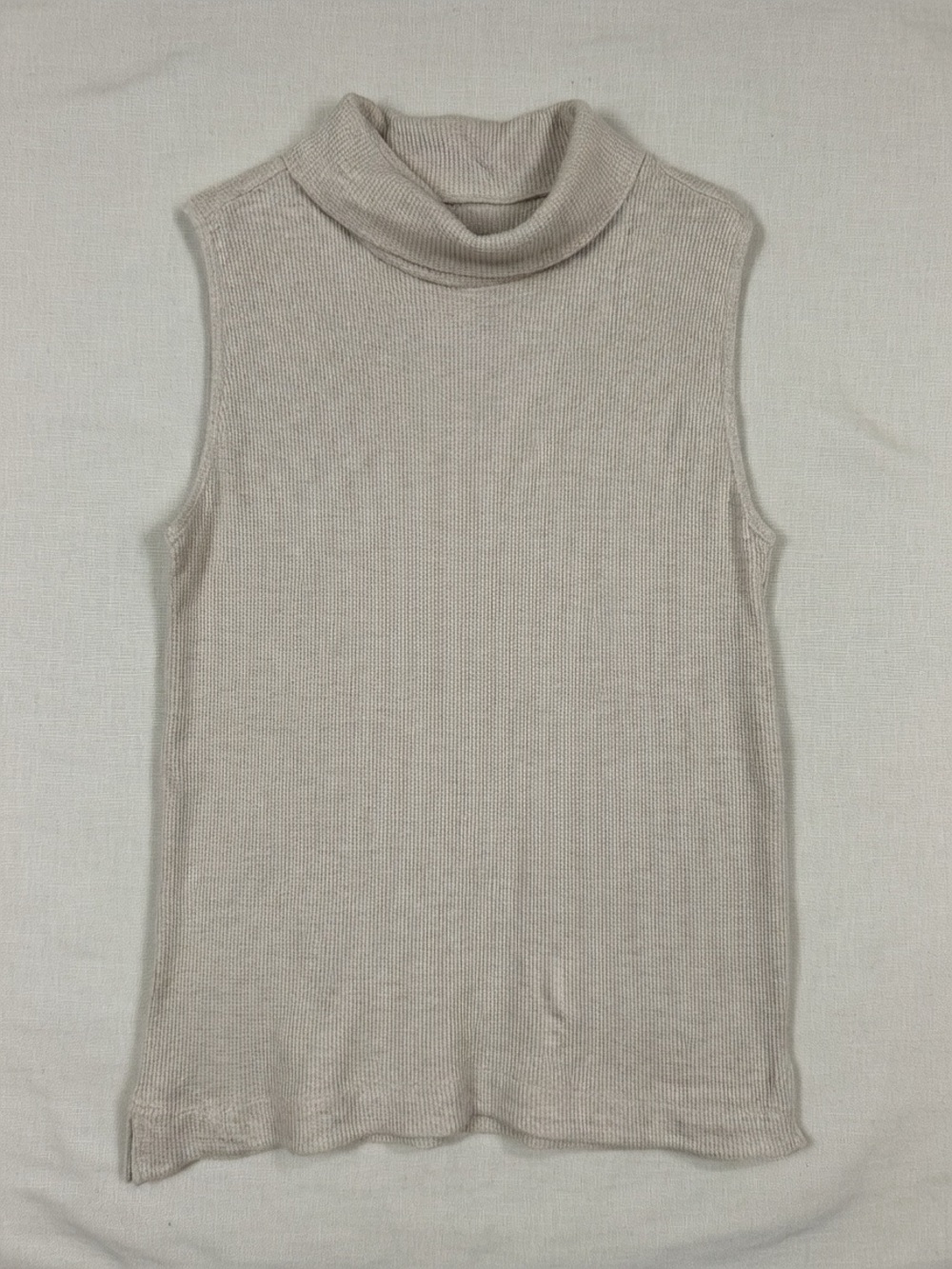 Chico's Zenergy Beige Waffle Knit Mock Neck Tank Top